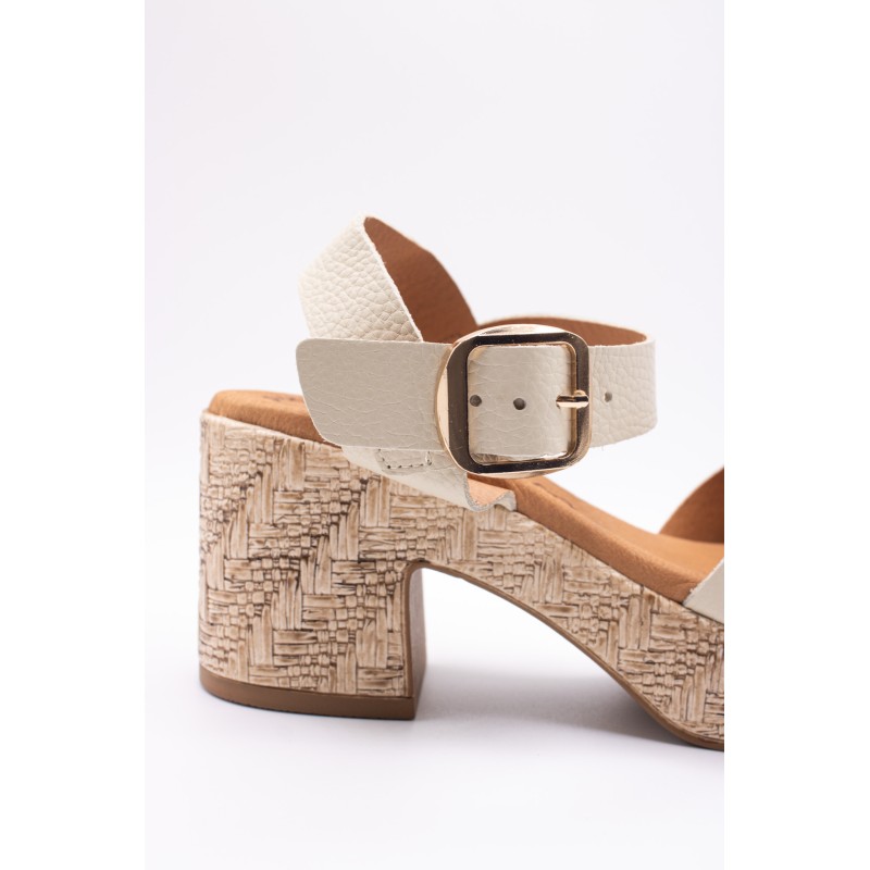 Sandales compensées cuir beige Eva Frutos 6777
