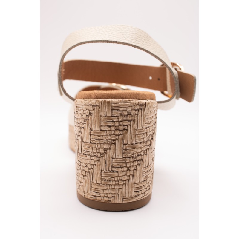 Sandales compensées cuir beige Eva Frutos 6777