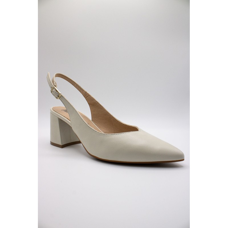 Escarpins slingback cuir crème Patricia Miller Femme cérémonie