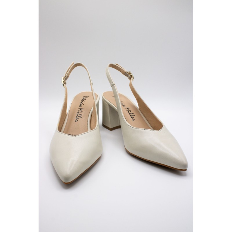 Escarpins slingback cuir crème Patricia Miller Femme cérémonie