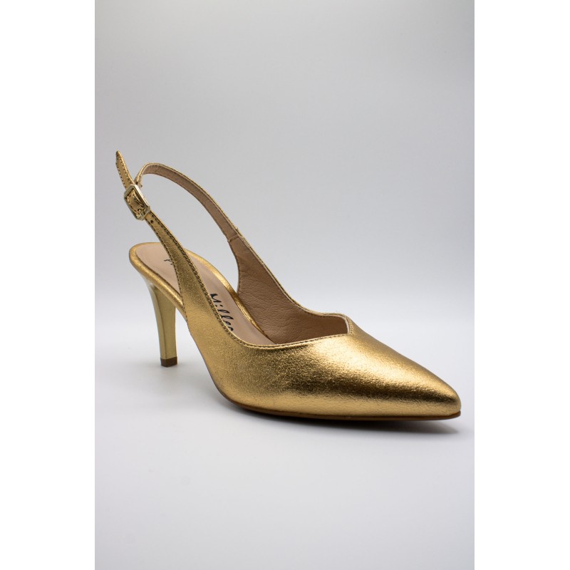 Escarpins slingback cuir doré Patricia Miller 5544 Femme