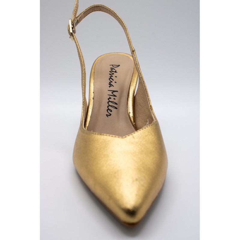 Escarpins slingback cuir doré Patricia Miller 5544 Femme
