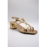 Sandales à talon en cuir doré à fines brides - PATRICIA MILLER Femme