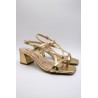 Sandales à talon en cuir doré à fines brides - PATRICIA MILLER Femme