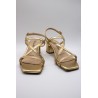 Sandales à talon en cuir doré à fines brides - PATRICIA MILLER Femme