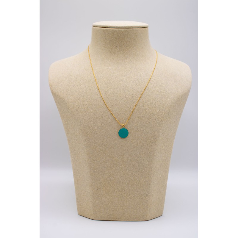 Collier médaille Indien réversible plaqué or 3 microns