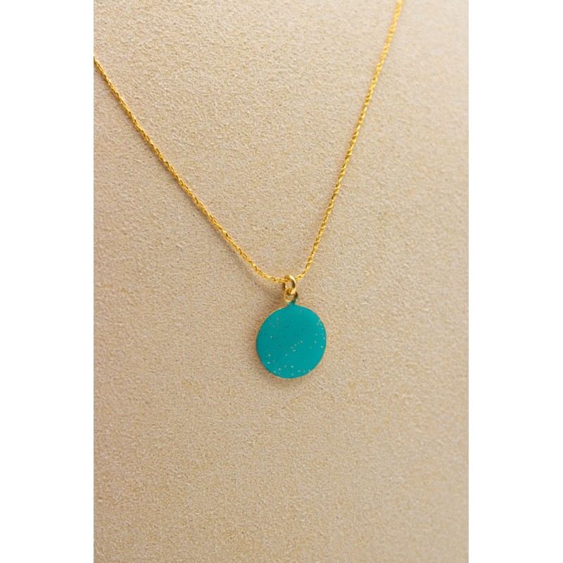 Collier médaille Indien réversible plaqué or 3 microns
