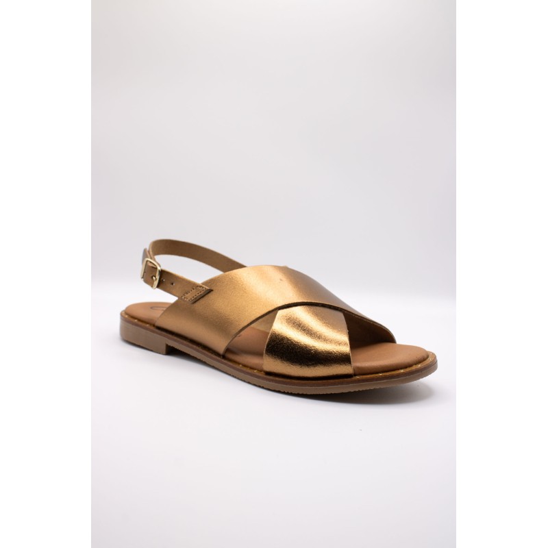 Sandales cuir bronze Carla Tortosa à brides croisées