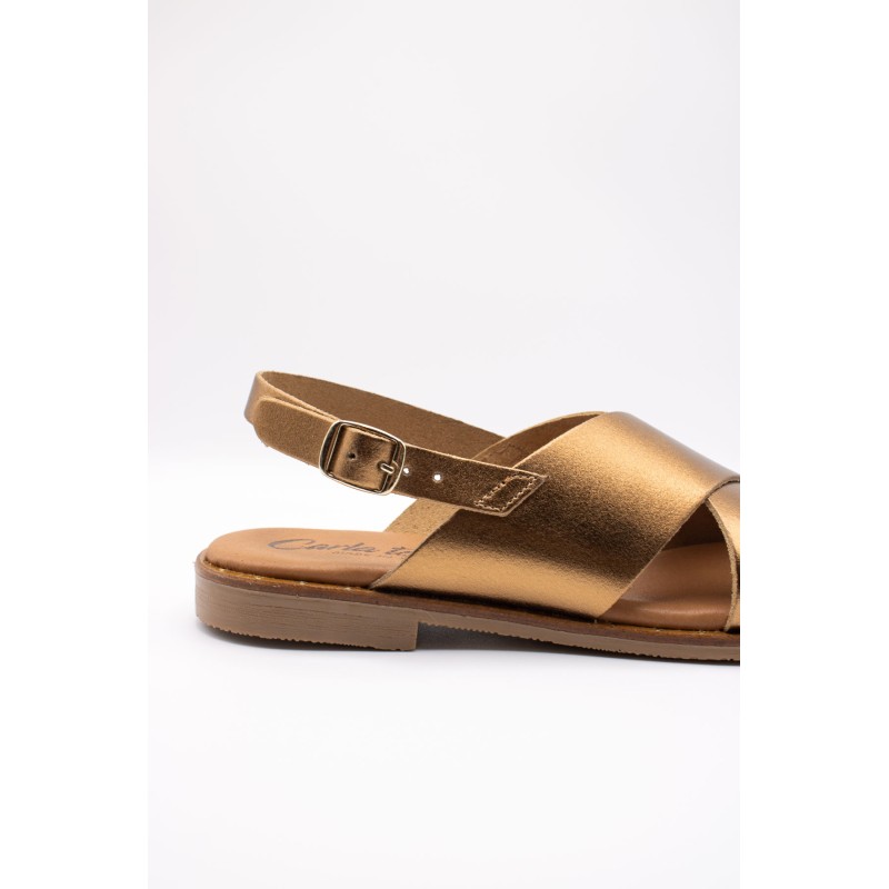 Sandales cuir bronze Carla Tortosa à brides croisées