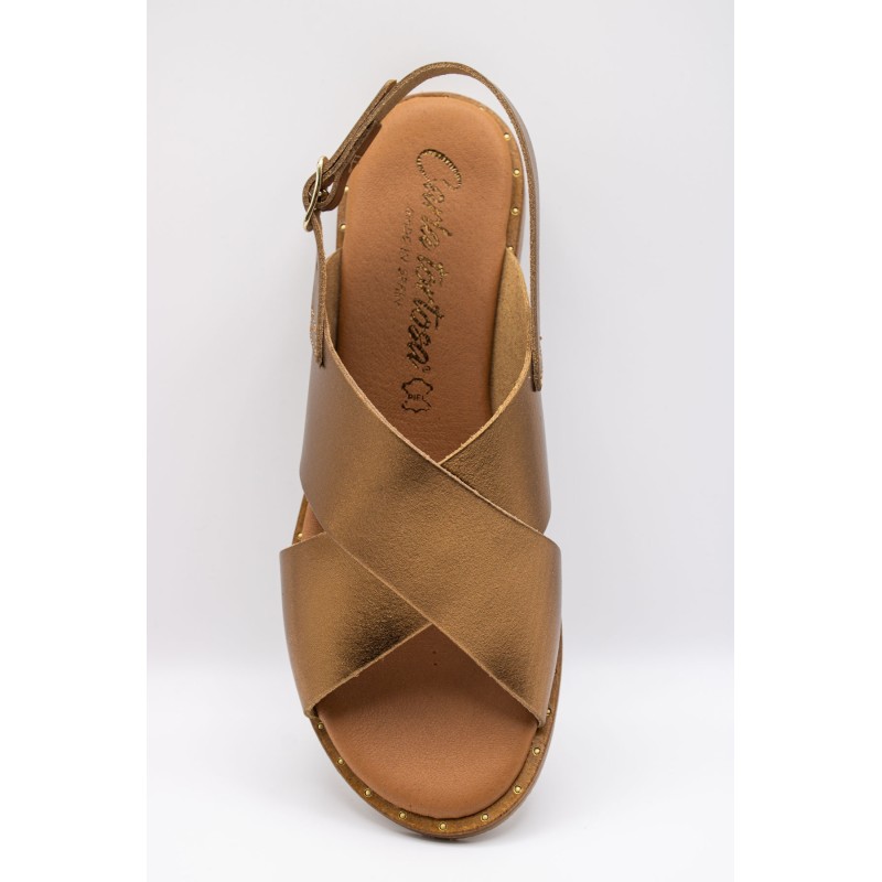 Sandales cuir bronze Carla Tortosa à brides croisées