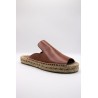 Mule cuir camel femme ALYA 27-1704 semelle espadrille