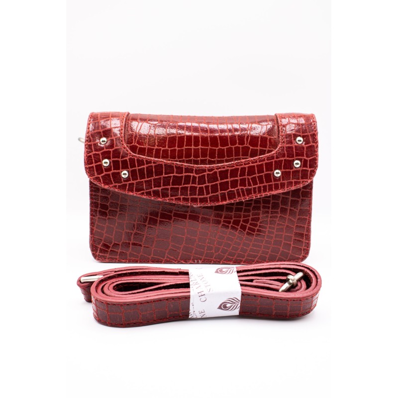 Sac cuir rouge effet croco MAYLI4682 CHARLAY STONE