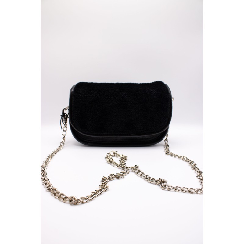 Sac cuir noir fourrure ALINE37113 CHARLAY STONE
