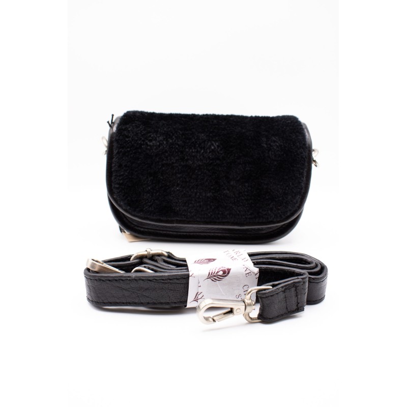 Sac cuir noir fourrure ALINE37113 CHARLAY STONE