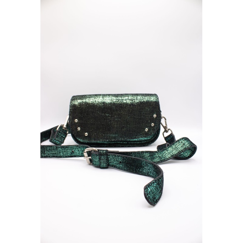 Sac cuir métallisé vert ALICE HE899 CHARLAY STONE