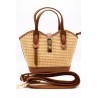 Petit sac panier cuir et raphia naturel femme