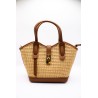 Petit sac panier cuir et raphia naturel femme