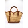 Petit sac panier cuir et raphia naturel femme