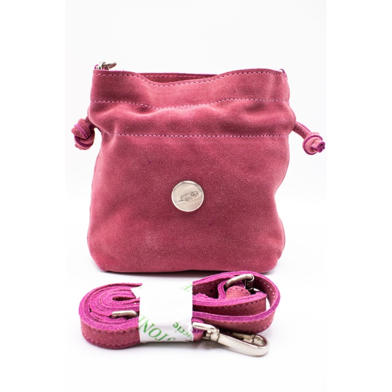 Sac bourse cuir rose Charlay Stone 17 x 16 cm