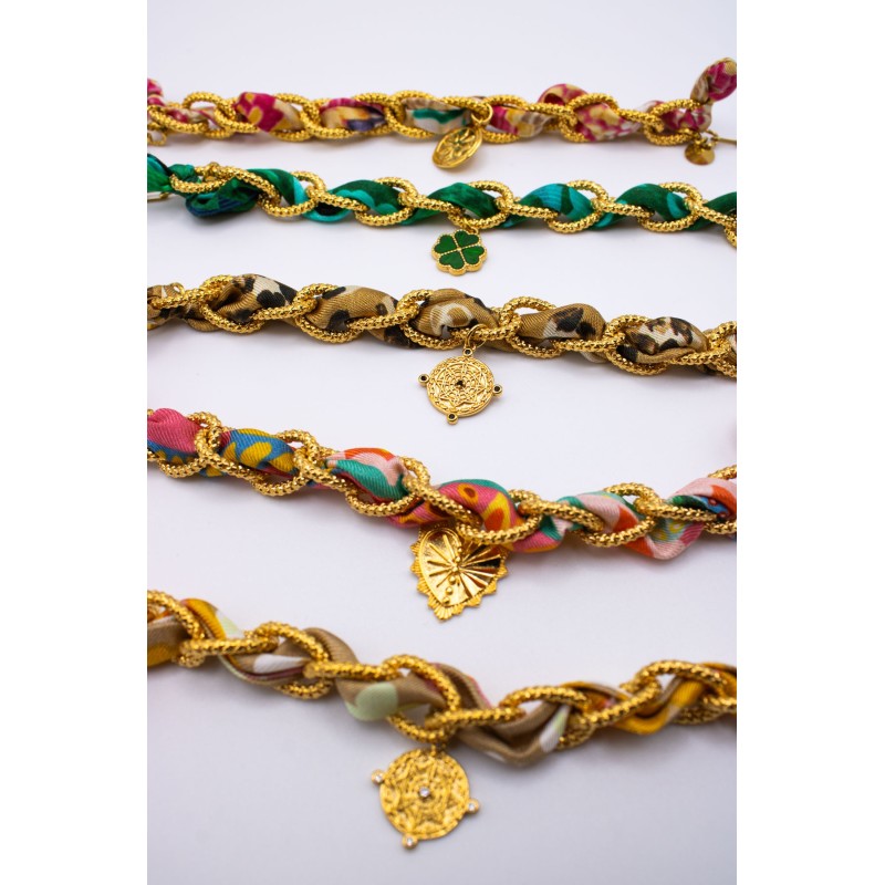 Bracelet Élégance plaqué or et soie Mon Sens