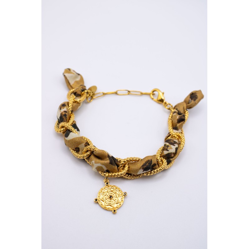 Bracelet Élégance plaqué or et soie Mon Sens