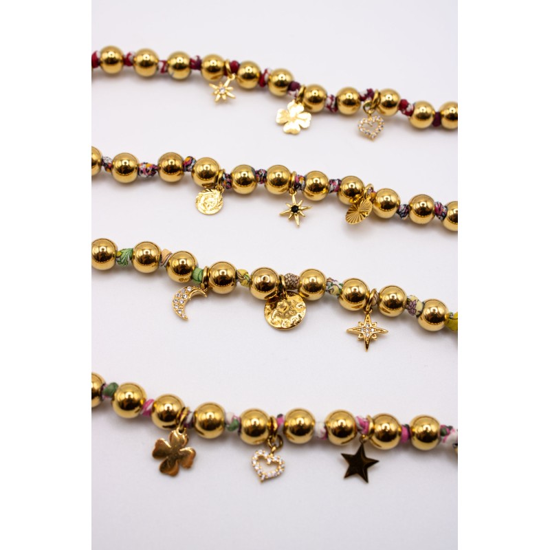 Bracelet plaqué or et tissu Mon Sens fabriqué en France
