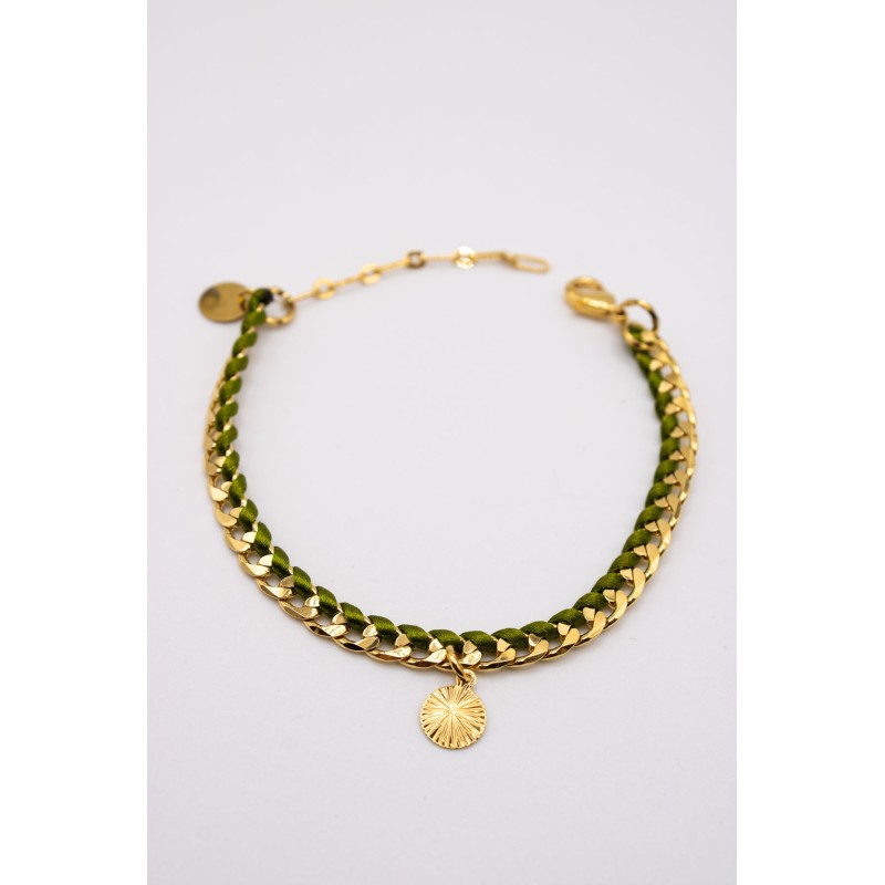 Bracelet Nerfetiti femme plaqué or & maille colorée | Monsens