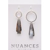 Boucles d'oreilles asymétriques argentées & nacre - NUANCES BIJOUX