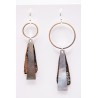 Boucles d'oreilles asymétriques argentées & nacre - NUANCES BIJOUX