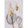 Boucles d'oreilles asymétriques dorées & nacre - NUANCES BIJOUX