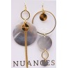 Boucles d'oreilles asymétriques dorées & nacre - NUANCES BIJOUX