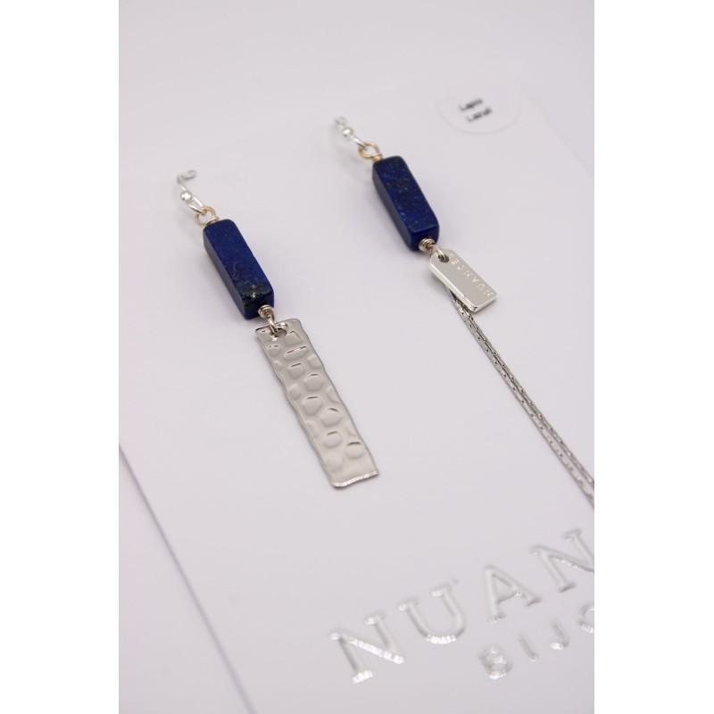 Boucles d'oreilles asymétriques argentées & pierres semi-précieuses - NUANCES BIJOUX