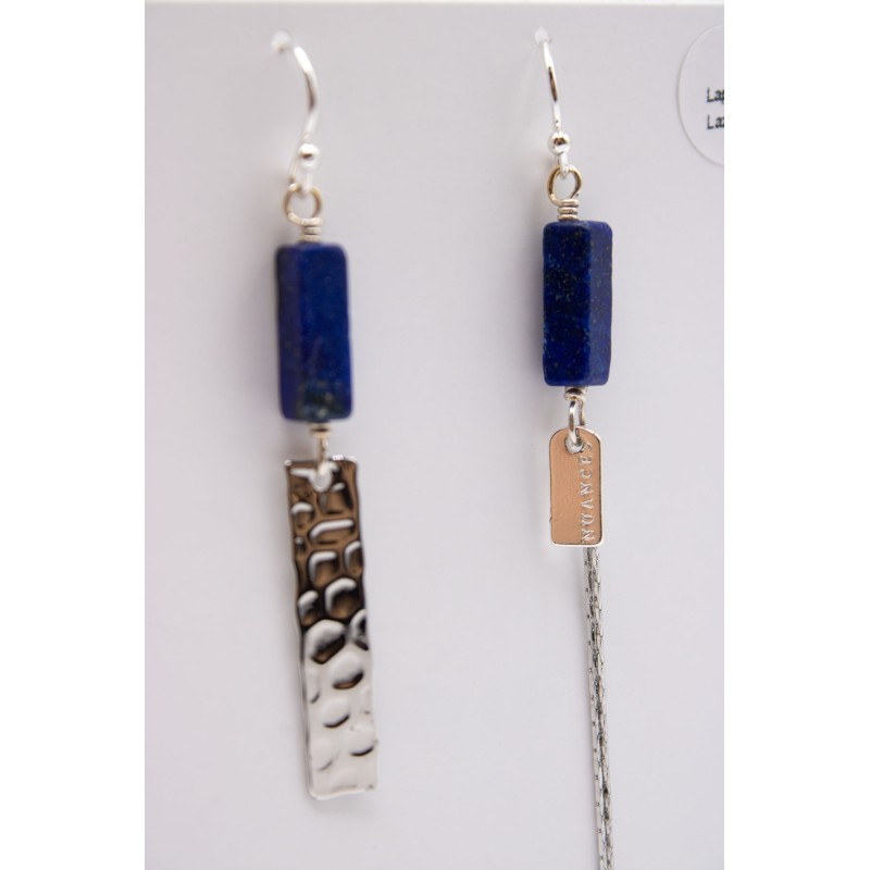 Boucles d'oreilles asymétriques argentées & pierres semi-précieuses - NUANCES BIJOUX