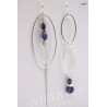 Boucles d'oreilles asymétriques argentées & pierres semi-précieuses - NUANCES BIJOUX