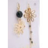 Boucles d'oreilles asymétriques dorées & pierres semi-précieuses - NUANCES BIJOUX