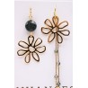 Boucles d'oreilles asymétriques dorées & pierres semi-précieuses - NUANCES BIJOUX