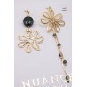 Boucles d'oreilles asymétriques dorées & pierres semi-précieuses - NUANCES BIJOUX