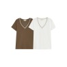 T-shirt femme col V manches courtes | Grace & Mila