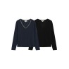 T-shirt femme col V manches longues | Grace & Mila