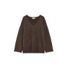Pull Salvador chocolat femme oversize col V | Grace & Mila