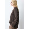 Pull Salvador chocolat femme oversize col V | Grace & Mila
