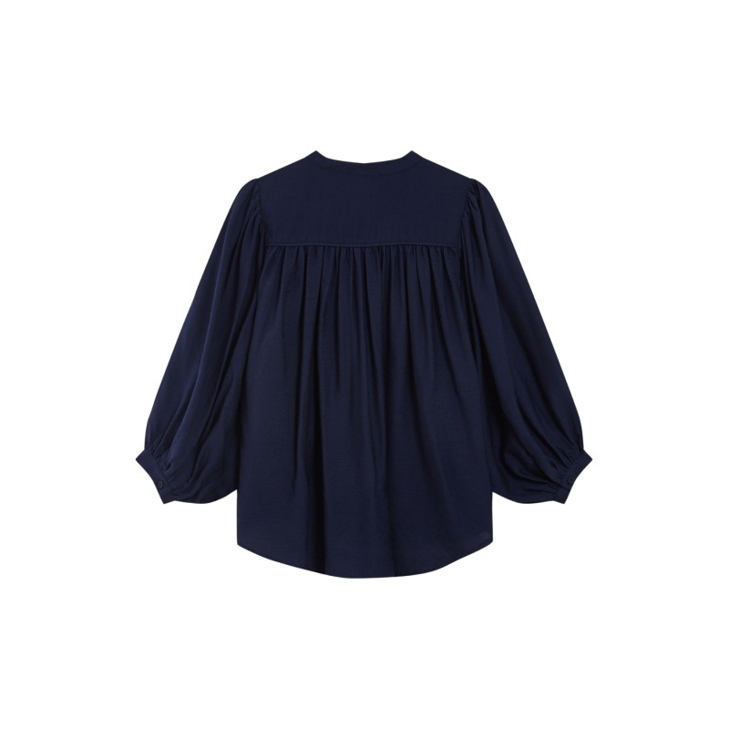 Blouse bleu marine femme col V ample | Grace & Mila