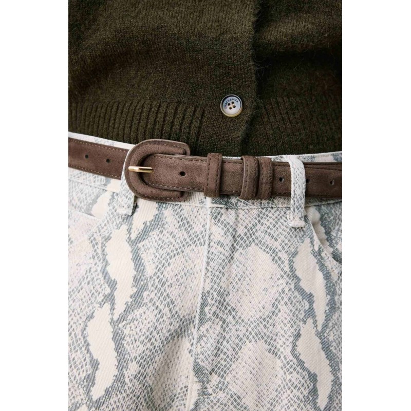 Ceinture taupe femme effet suède | Grace & Mila
