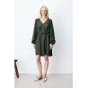 Robe courte kaki femme à col V | Grace & Mila
