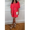 Robe babydoll rouge en lin femme élégante et légère