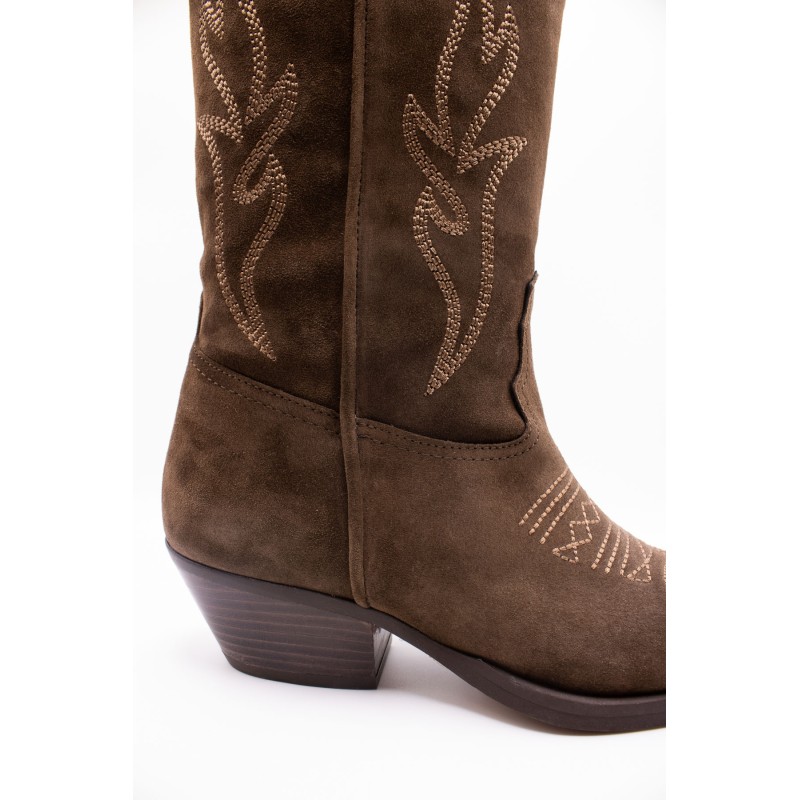 Santiags femme Alpe 2084 marron foncé en cuir