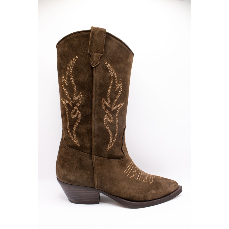 Santiags femme Alpe 2084 marron foncé en cuir