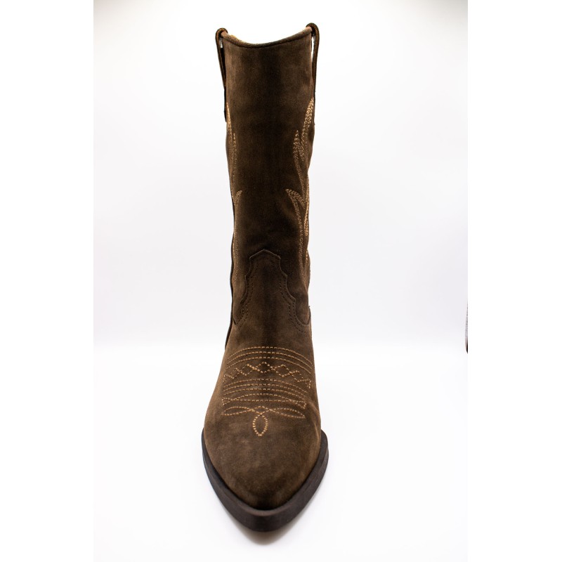 Santiags femme Alpe 2084 marron foncé en cuir