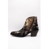 Bottines santiags noires et dorées en cuir - LITTLE LA SUITE Femme