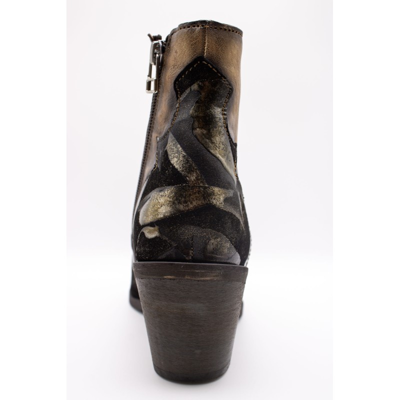 Bottines santiags noires et dorées en cuir - LITTLE LA SUITE Femme